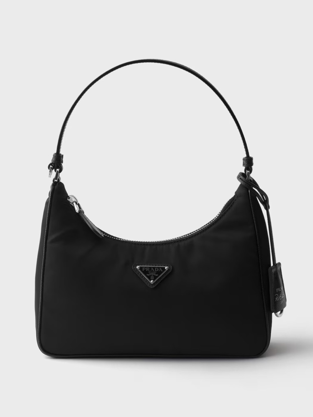 Black Nylon Prada re-edition 2005 bag with leather strap AUTHENTIC